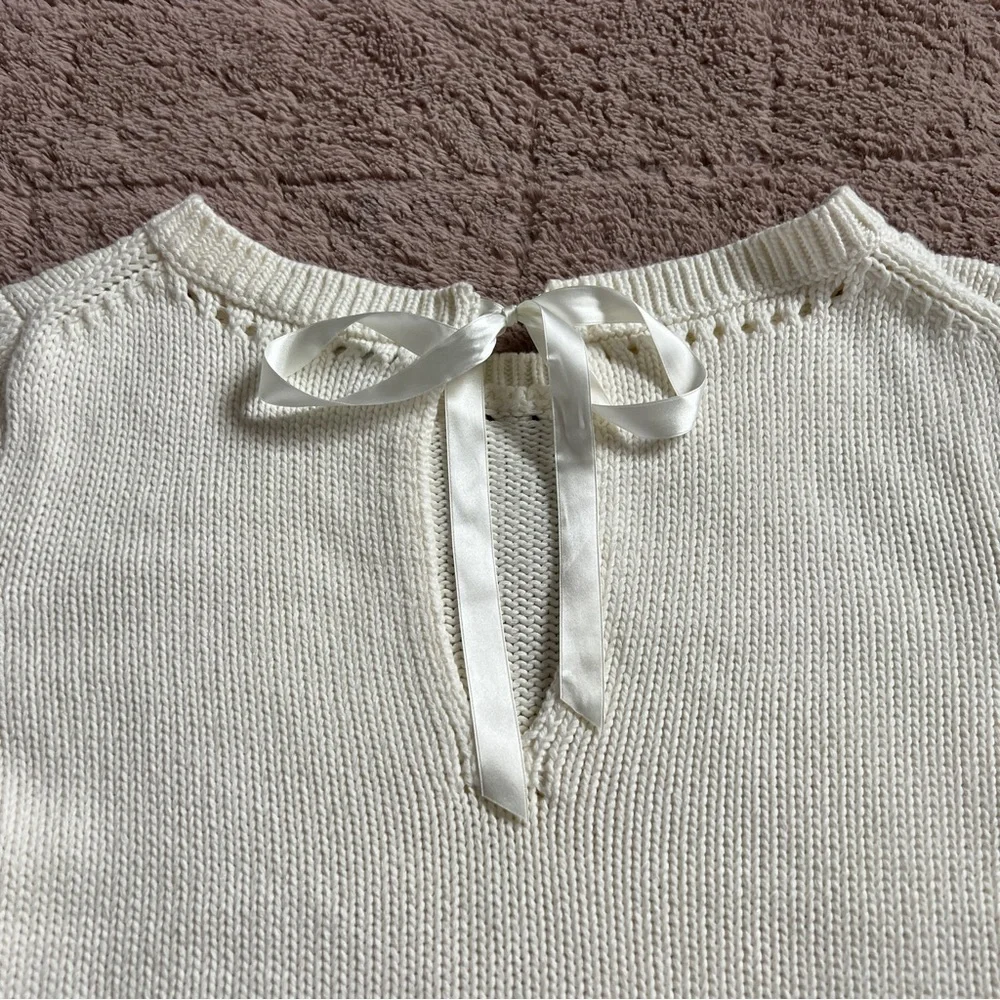 Sundance Cropped Coquette Cottage Sweater Women's‎ Size M - Picture 3 of 9